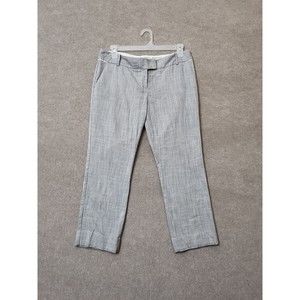 The Limited Drew Fit Dress Pants Womens 14 Short White Blue Pattern Straight Leg